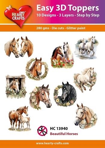 Easy 3D Toppers Beautiful horses 10 udstandsede motiver med glimmer